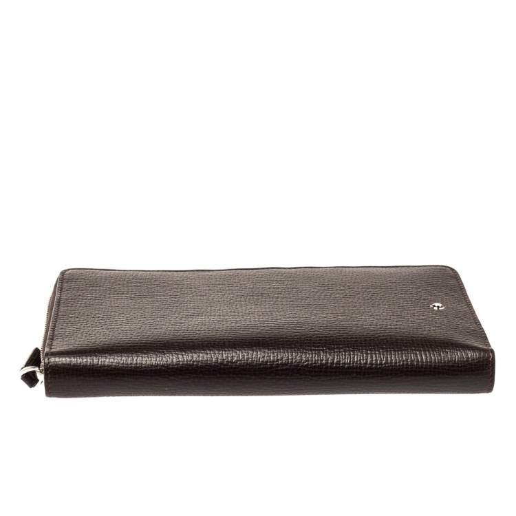 مملوكة مسبقًا Montblanc Dark Brown Grain Leather Meisterstuck Travel Wallet
