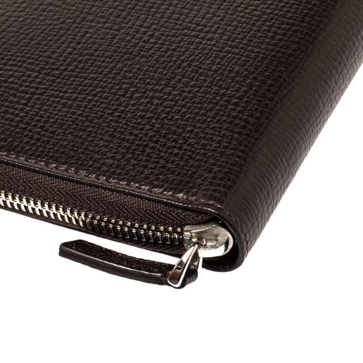 مملوكة مسبقًا Montblanc Dark Brown Grain Leather Meisterstuck Travel Wallet