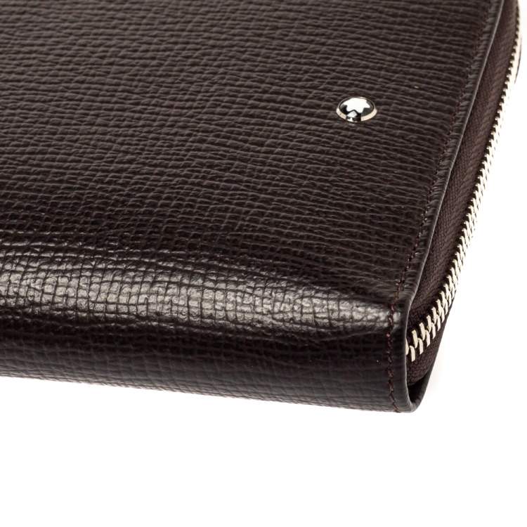 مملوكة مسبقًا Montblanc Dark Brown Grain Leather Meisterstuck Travel Wallet
