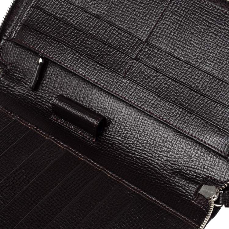 مملوكة مسبقًا Montblanc Dark Brown Grain Leather Meisterstuck Travel Wallet