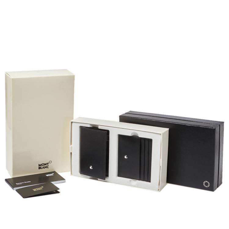Pre Owned Montblanc Black Leather Meisterstuck Business Card Holder Set