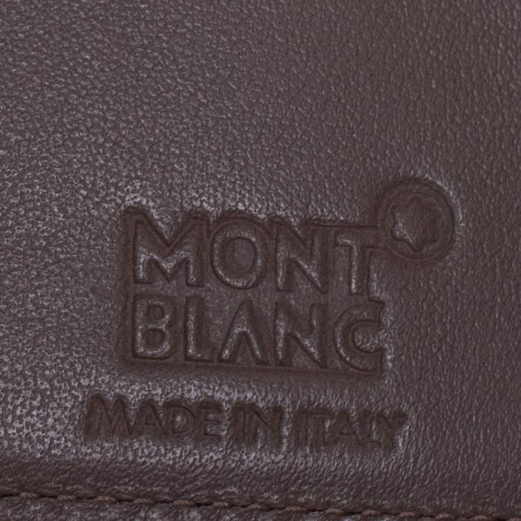 Pre Owned Montblanc Beige Croc Embossed Leather Meisterstuck Money Clip Bifold Wallet
