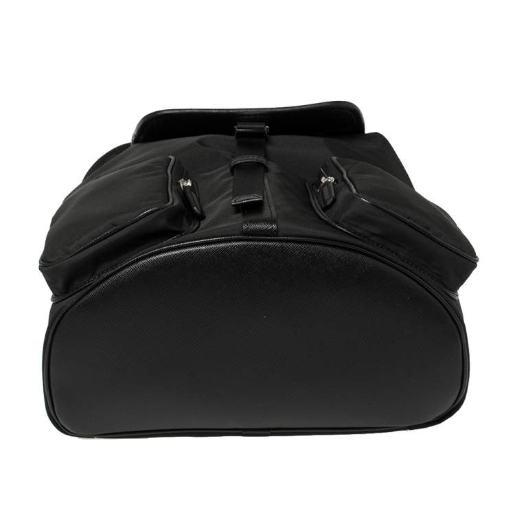 Pre Owned Montblanc Black Nylon and Leather Small Sartorial Jet Backpack