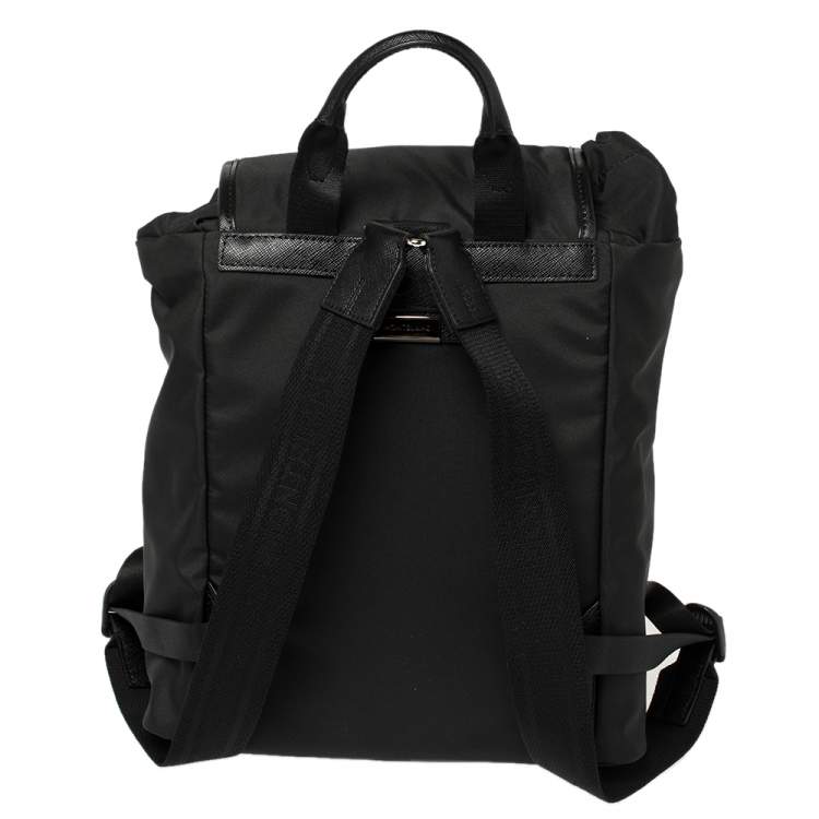 Pre Owned Montblanc Black Nylon and Leather Small Sartorial Jet Backpack
