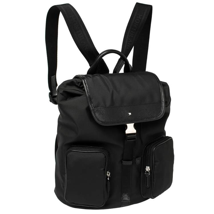 Pre Owned Montblanc Black Nylon and Leather Small Sartorial Jet Backpack