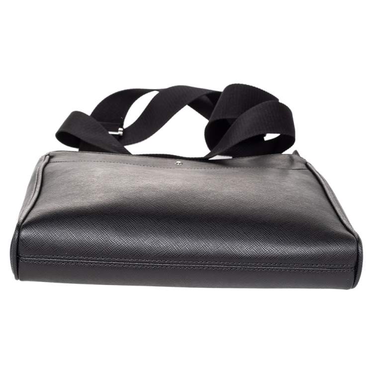 Pre Owned Montblanc Black Leather Medium Sartorial Envelope Messenger Bag