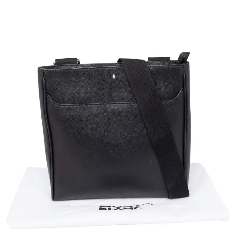 Pre Owned Montblanc Black Leather Medium Sartorial Envelope Messenger Bag
