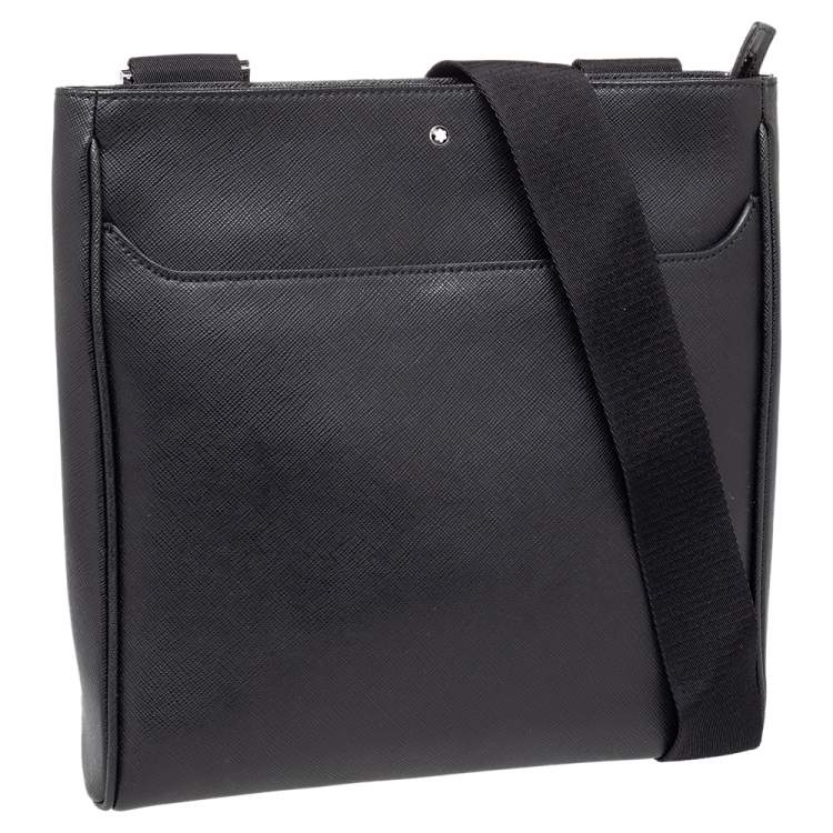 Pre Owned Montblanc Black Leather Medium Sartorial Envelope Messenger Bag