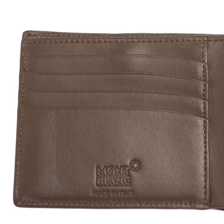 Pre Owned Montblanc Beige Croc Embossed Leather Meisterstuck Bifold Wallet