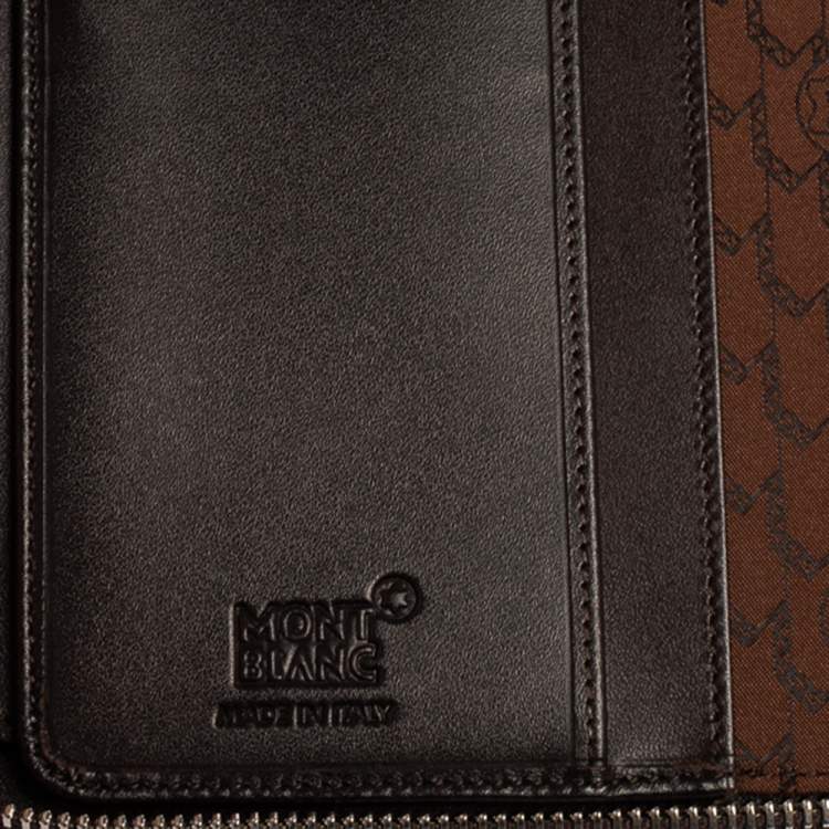 Pre Owned Montblanc Mocha Brown Croc Embossed Leather Meisterstuck Zip Business Companion Clutch