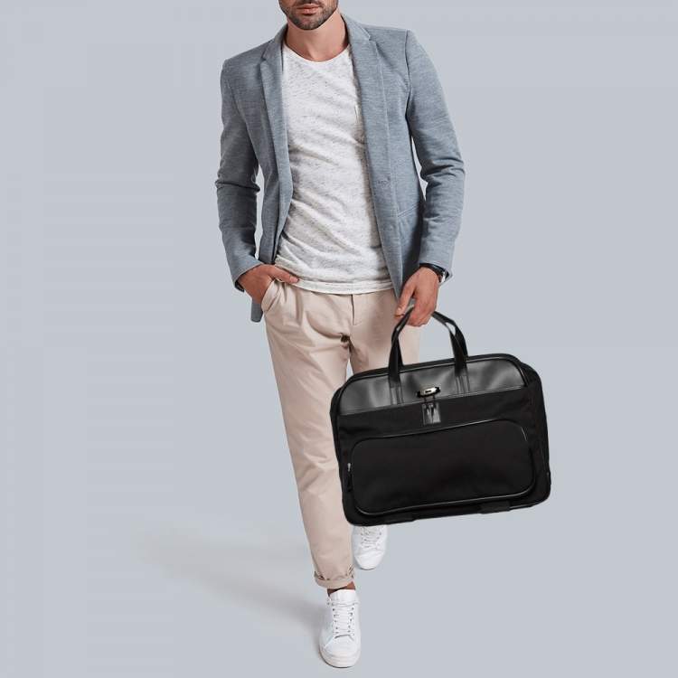 Pre Owned Montblanc Black Nylon and Leather Nightflight Holdall Briefcase