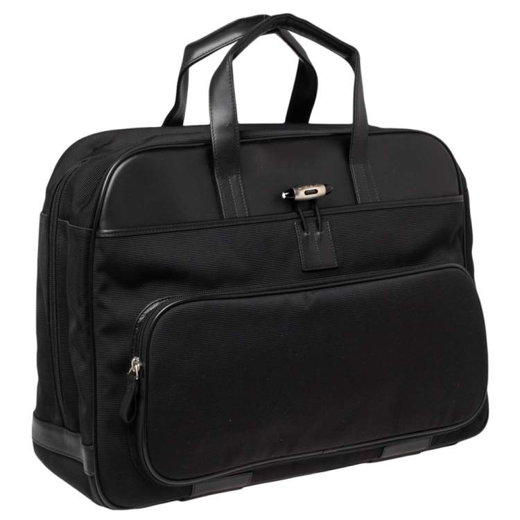 Pre Owned Montblanc Black Nylon and Leather Nightflight Holdall Briefcase
