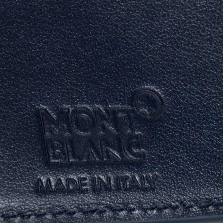 Pre Owned Montblanc Blue Croc Embossed Leather Meisterstuck Bifold Wallet