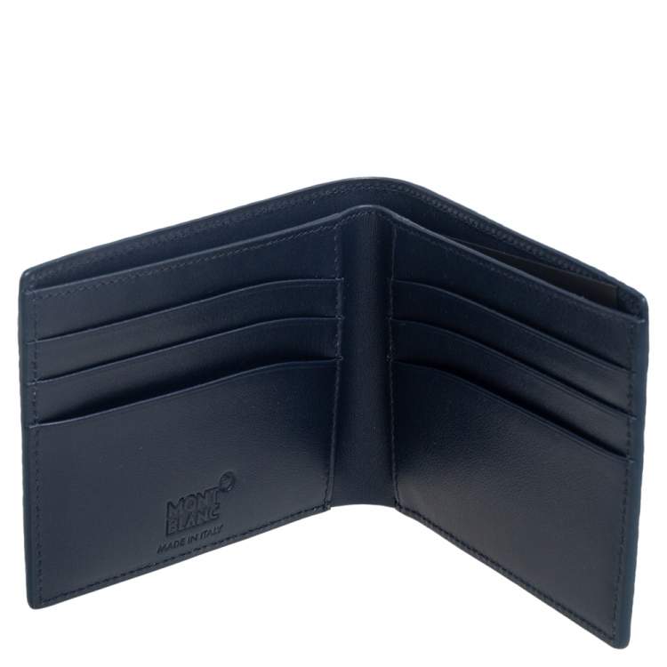 Pre Owned Montblanc Blue Croc Embossed Leather Meisterstuck Bifold Wallet