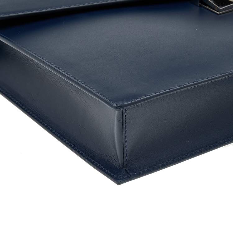 Pre Owned Montblanc Navy Blue Leather Meisterstuck Classic Single Gusset Briefcase