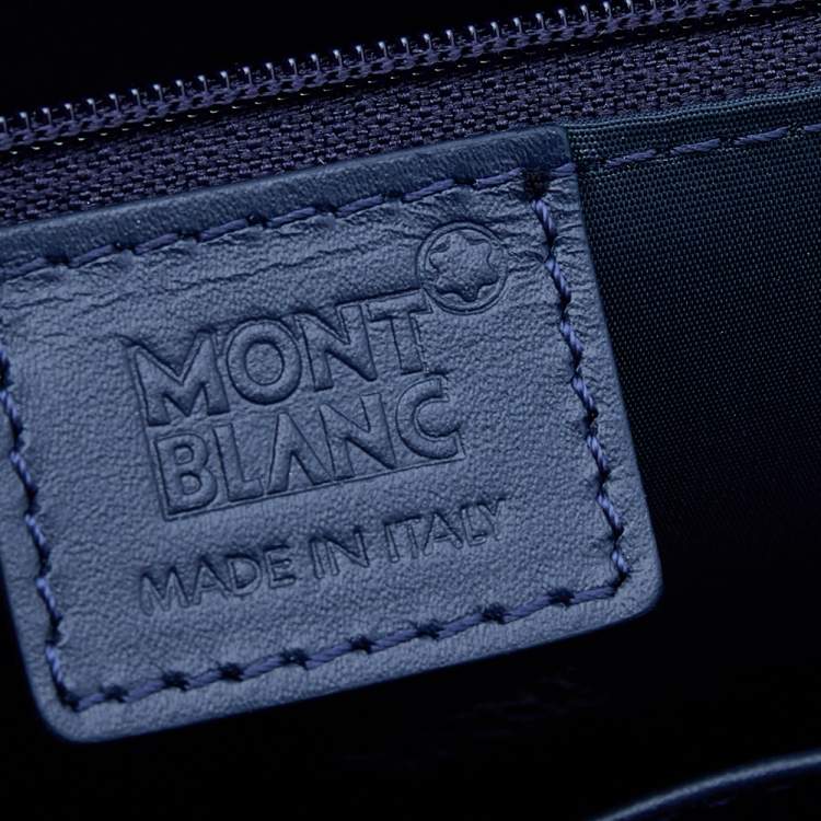 Pre Owned Montblanc Navy Blue Leather Meisterstuck Classic Single Gusset Briefcase