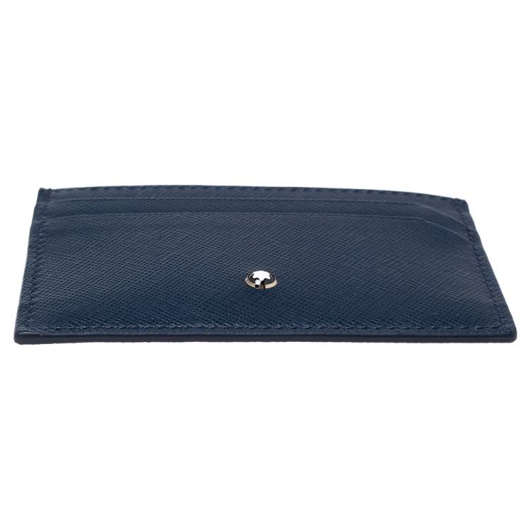 Pre Owned Montblanc Navy Blue Leather Sartorial Pocket 5 CC