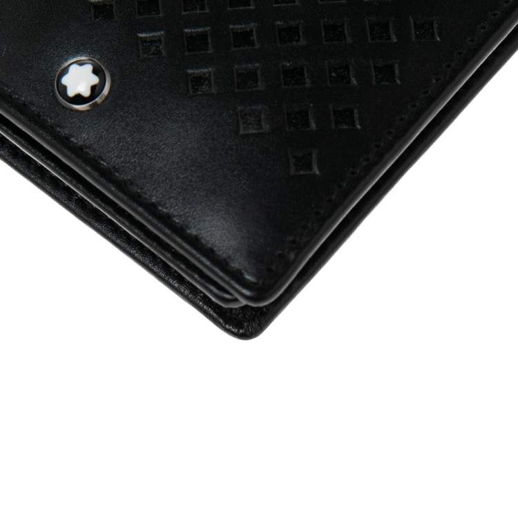 Pre Owned Montblanc Black Perforated Leather Business Card Holder