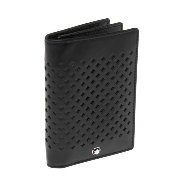 Pre Owned Montblanc Black Perforated Leather Business Card Holder