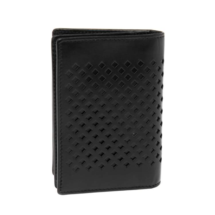 Pre Owned Montblanc Black Perforated Leather Business Card Holder