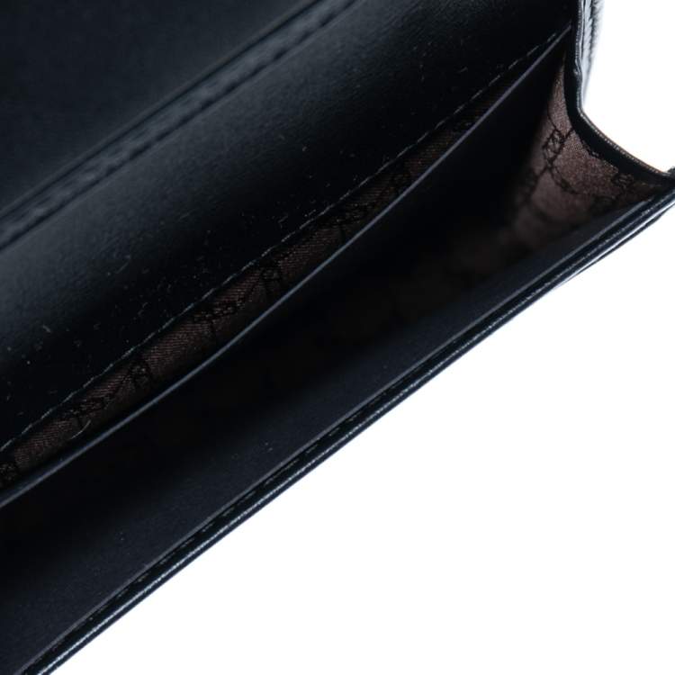 Pre Owned Montblanc Black Perforated Leather Business Card Holder