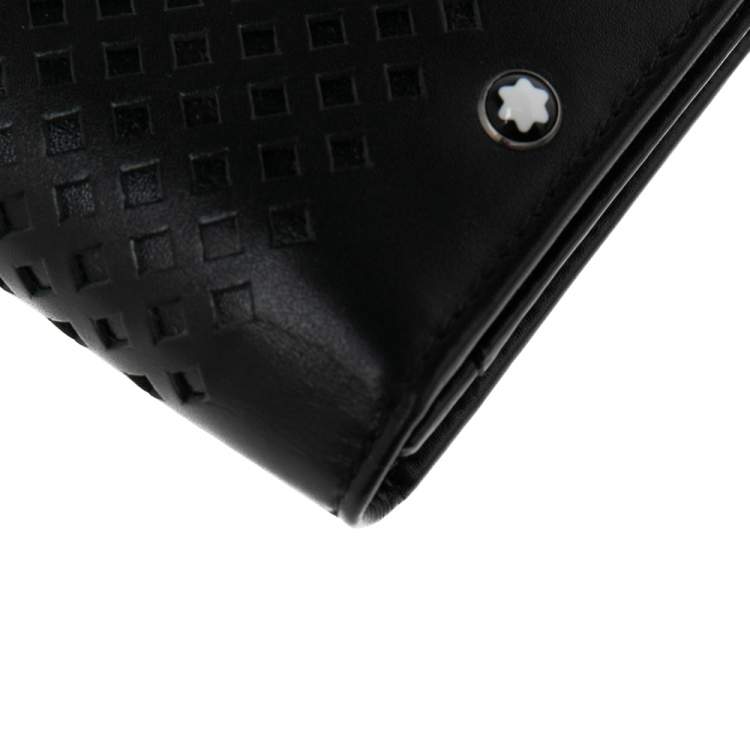 Pre Owned Montblanc Black Perforated Leather Business Card Holder