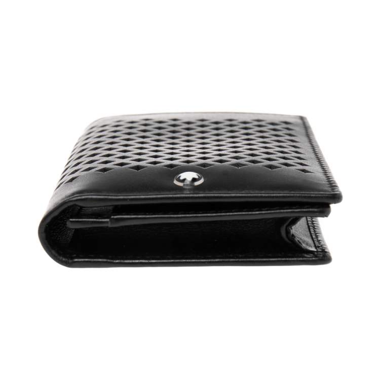 Pre Owned Montblanc Black Perforated Leather Business Card Holder