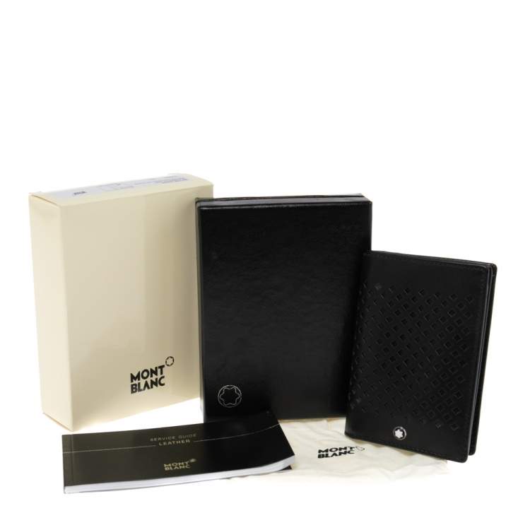 Pre Owned Montblanc Black Perforated Leather Business Card Holder