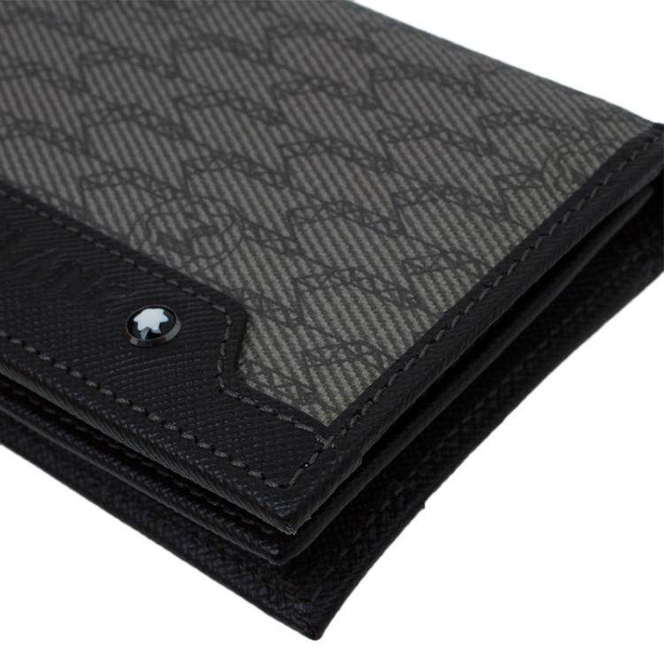 Pre Owned Montblanc Brown Coated Canvas and Leather Signature Card Holder