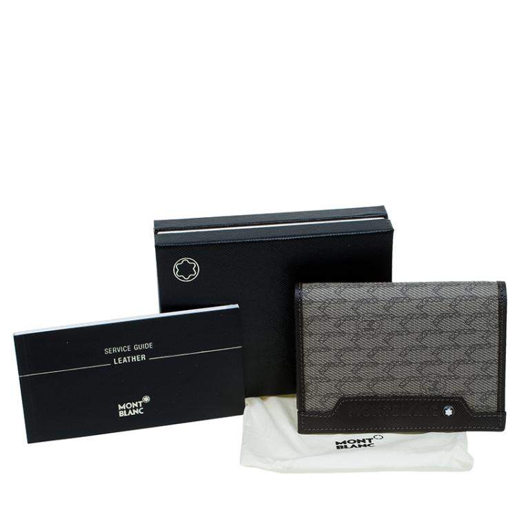 Pre Owned Montblanc Brown Coated Canvas and Leather Signature Card Holder