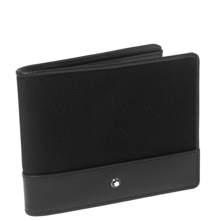Pre Owned Montblanc Black Canvas And Leather Meisterstück Nightflight Bifold Wallet 6cc