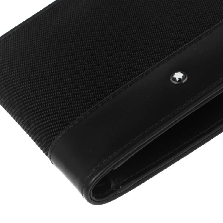 Pre Owned Montblanc Black Canvas And Leather Meisterstück Nightflight Bifold Wallet 6cc