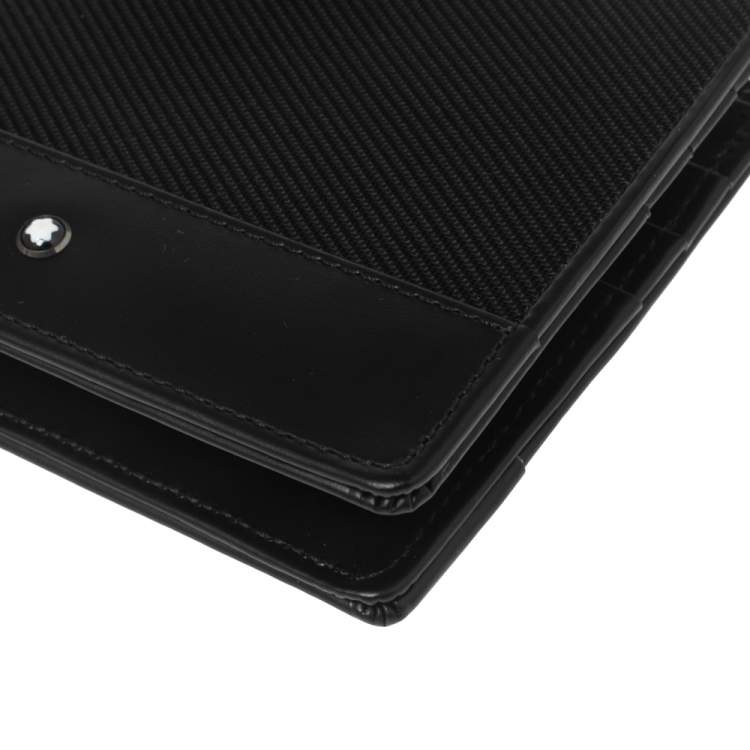 Pre Owned Montblanc Black Canvas And Leather Meisterstück Nightflight Bifold Wallet 6cc