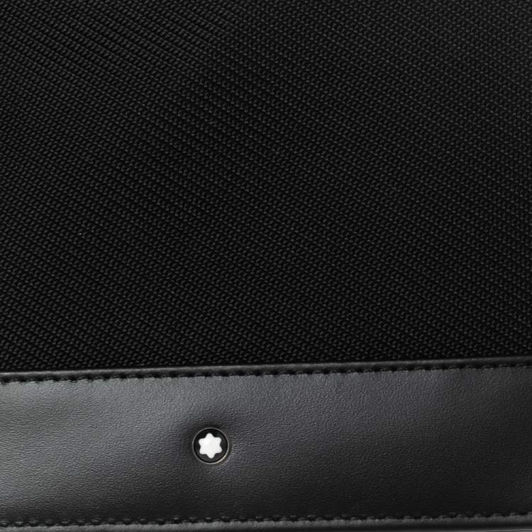 Pre Owned Montblanc Black Canvas And Leather Meisterstück Nightflight Bifold Wallet 6cc