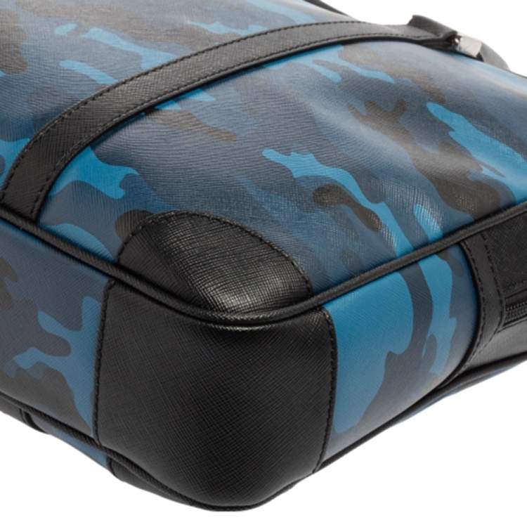 Pre Owned Montblanc Blue/Black Camouflage Leather Sactorial Briefcase