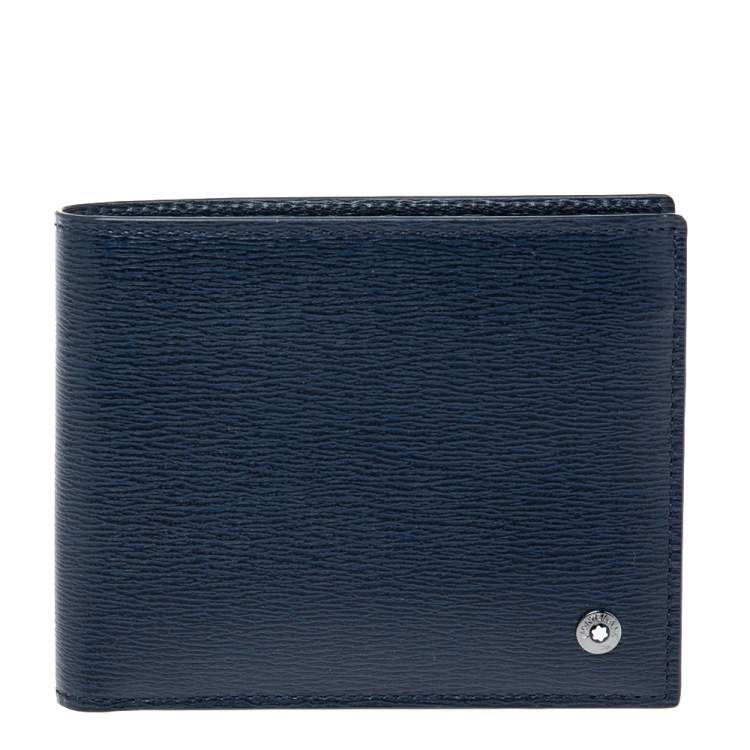 Pre Owned Montblanc Blue Leather Westside Bifold Wallet