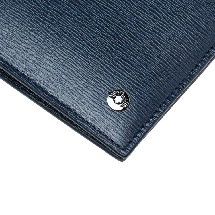 Pre Owned Montblanc Blue Leather Westside Bifold Wallet