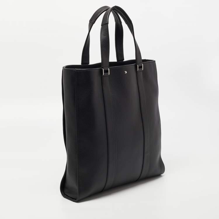 Pre Owned Montblanc Black Leather Vertical Tote