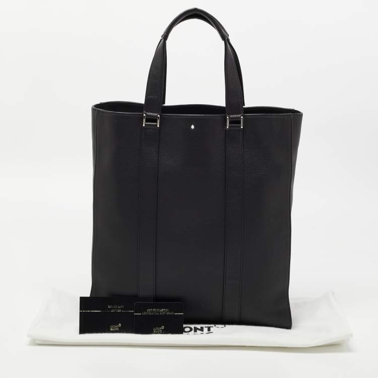 Pre Owned Montblanc Black Leather Vertical Tote