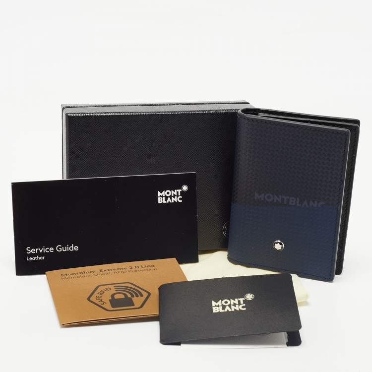 Pre Owned Montblanc Black/Blue Leather Extreme 2.0 Business Card Holder