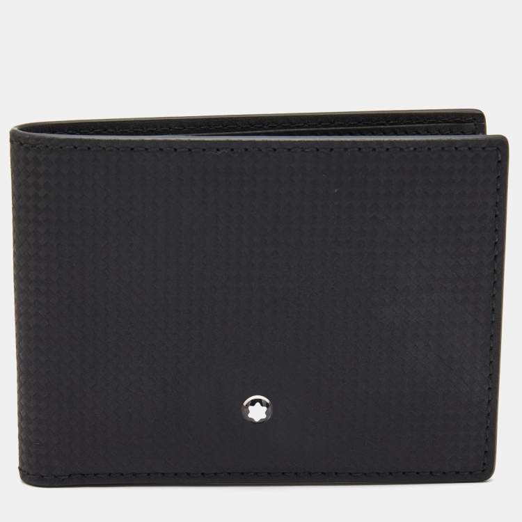 Pre Owned Montblanc Black Woven Embossed Leather Meisterstuck Bifold Wallet