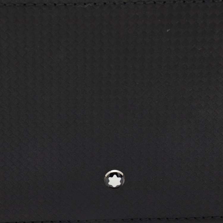 Pre Owned Montblanc Black Woven Embossed Leather Meisterstuck Bifold Wallet