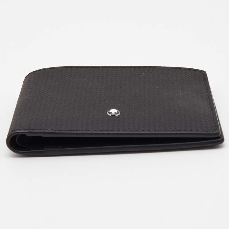 Pre Owned Montblanc Black Woven Embossed Leather Meisterstuck Bifold Wallet