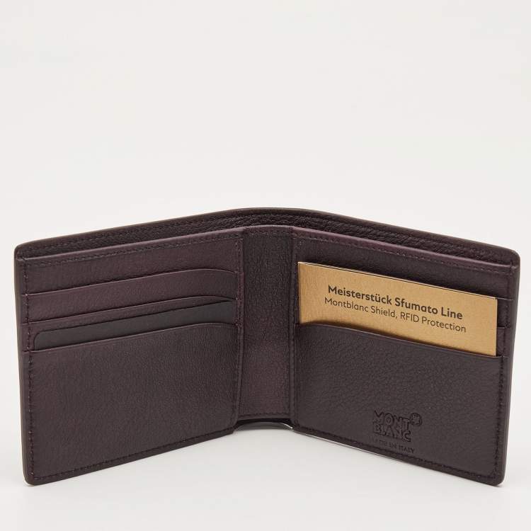 Pre Owned Montblanc Burgundy Ombre Leather Meisterstuck 6cc Bifold Wallet