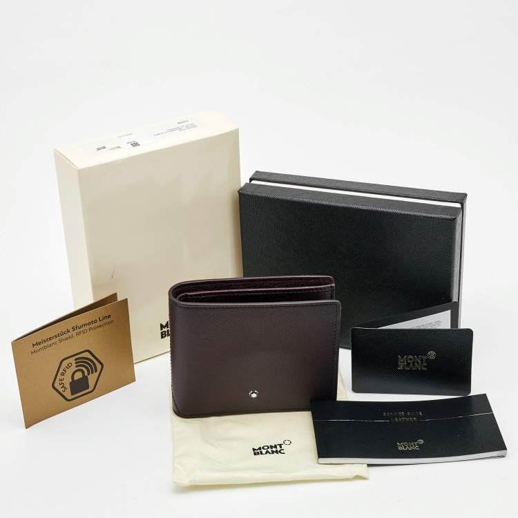Pre Owned Montblanc Burgundy Ombre Leather Meisterstuck 6cc Bifold Wallet