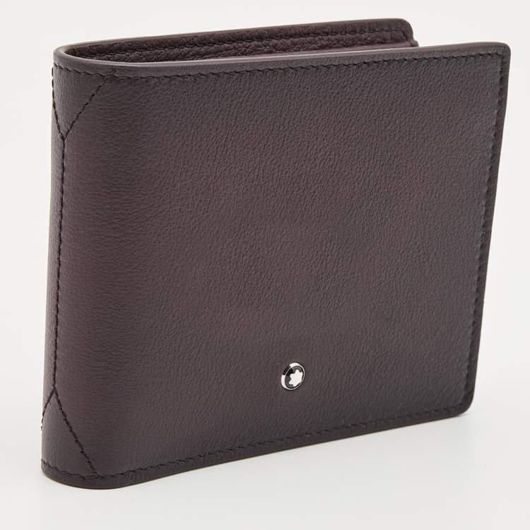 Pre Owned Montblanc Burgundy Ombre Leather Meisterstuck 6cc Bifold Wallet