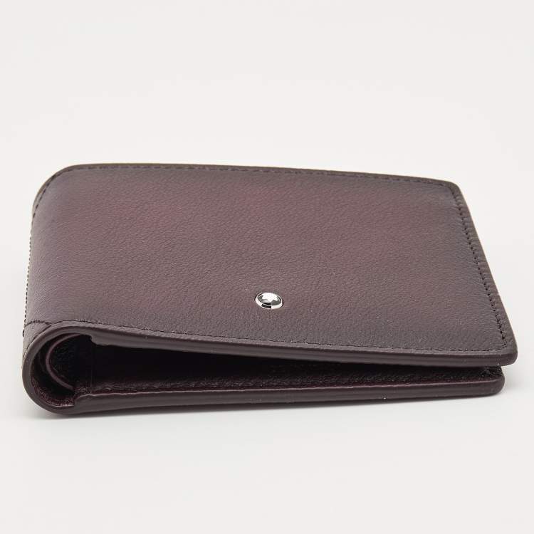 Pre Owned Montblanc Burgundy Ombre Leather Meisterstuck 6cc Bifold Wallet