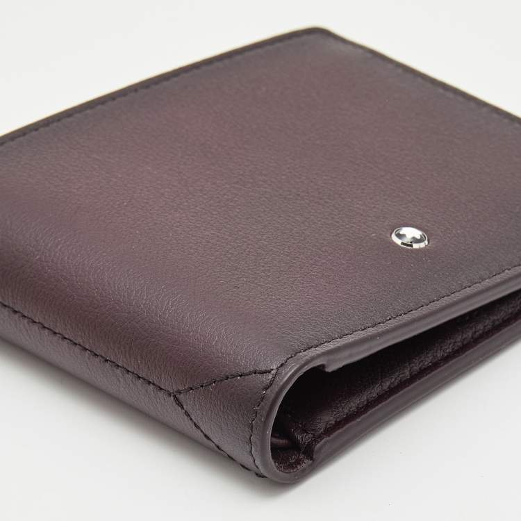 Pre Owned Montblanc Burgundy Ombre Leather Meisterstuck 6cc Bifold Wallet