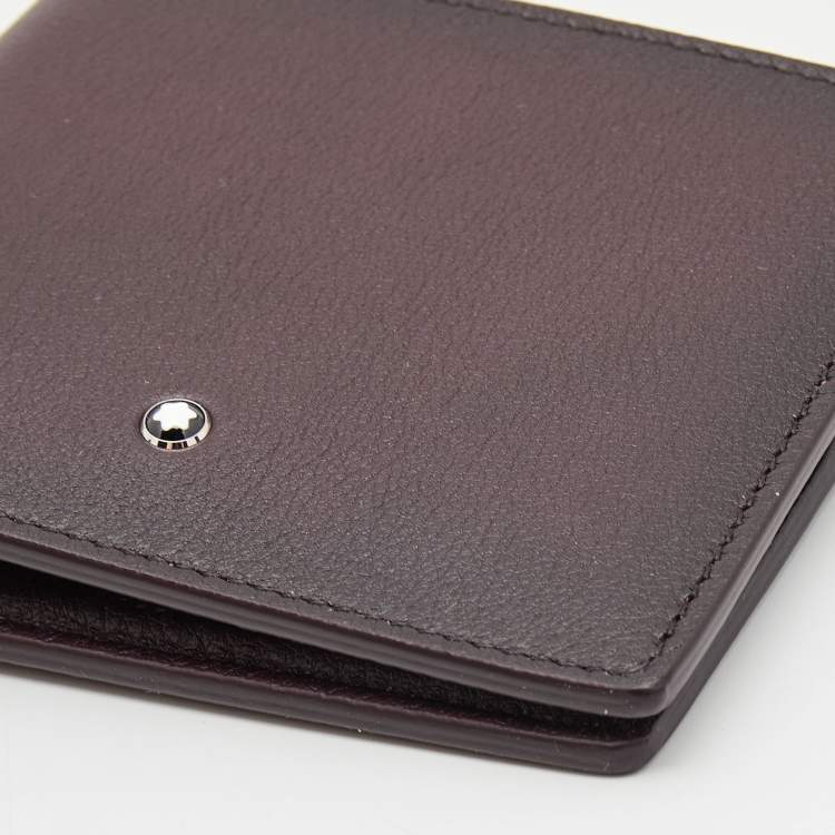 Pre Owned Montblanc Burgundy Ombre Leather Meisterstuck 6cc Bifold Wallet