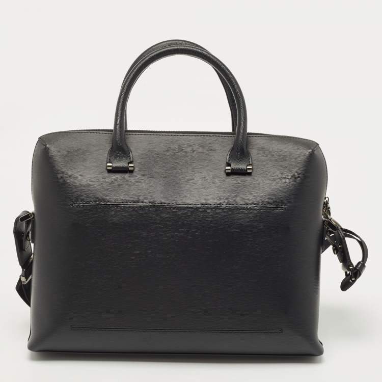Pre Owned Montblanc Black Leather Westside Slim Document Briefcase